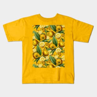 Lemon and Leaf Pattern Kids T-Shirt